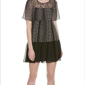 BCBGeneration Women’s Black and White Lace Chiffon Mini Dress Size Medium